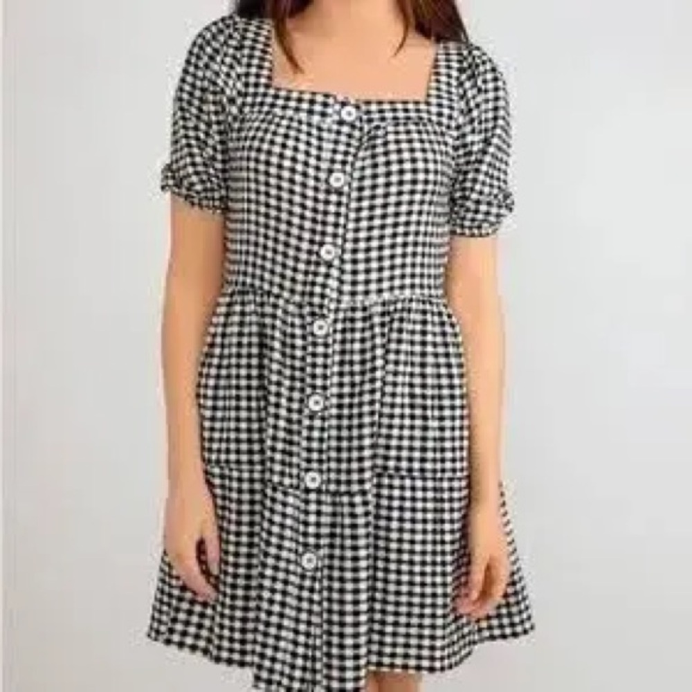 Dex Monochrome Checkered Dress